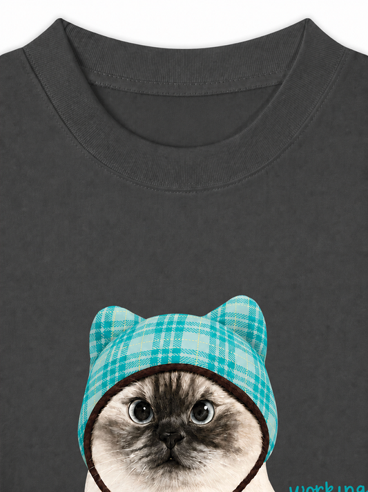 Áo Thun Relaxed Fit Working O'ttreats Blue Tiffany Meow