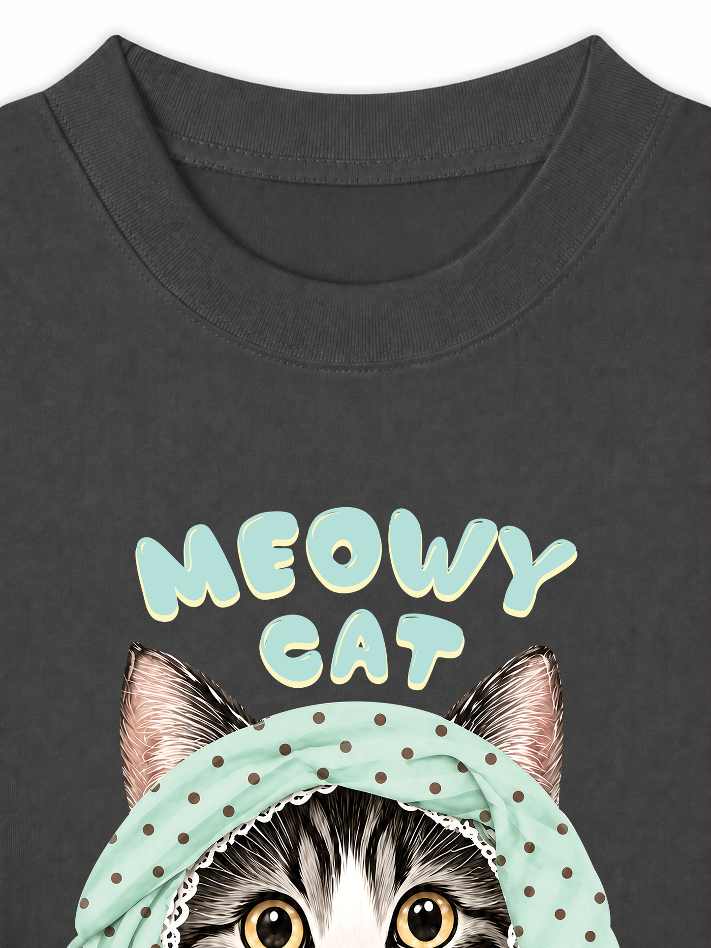 Áo Thun Relaxed Fit Meowy Cat Blue Tiffany Dots