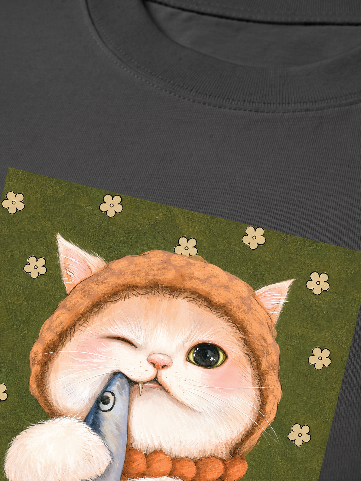 Áo Thun Relaxed Fit Green Fish Meow trước