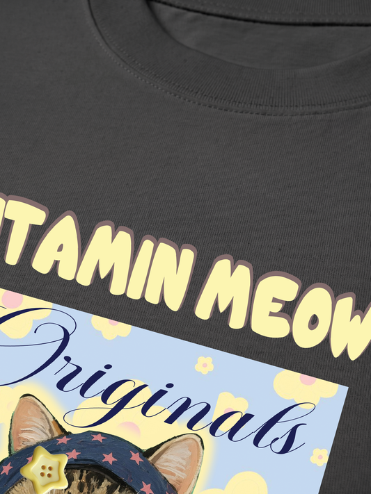 Áo Thun Relaxed Fit Cutie Vitamin Meow Yellow Flower