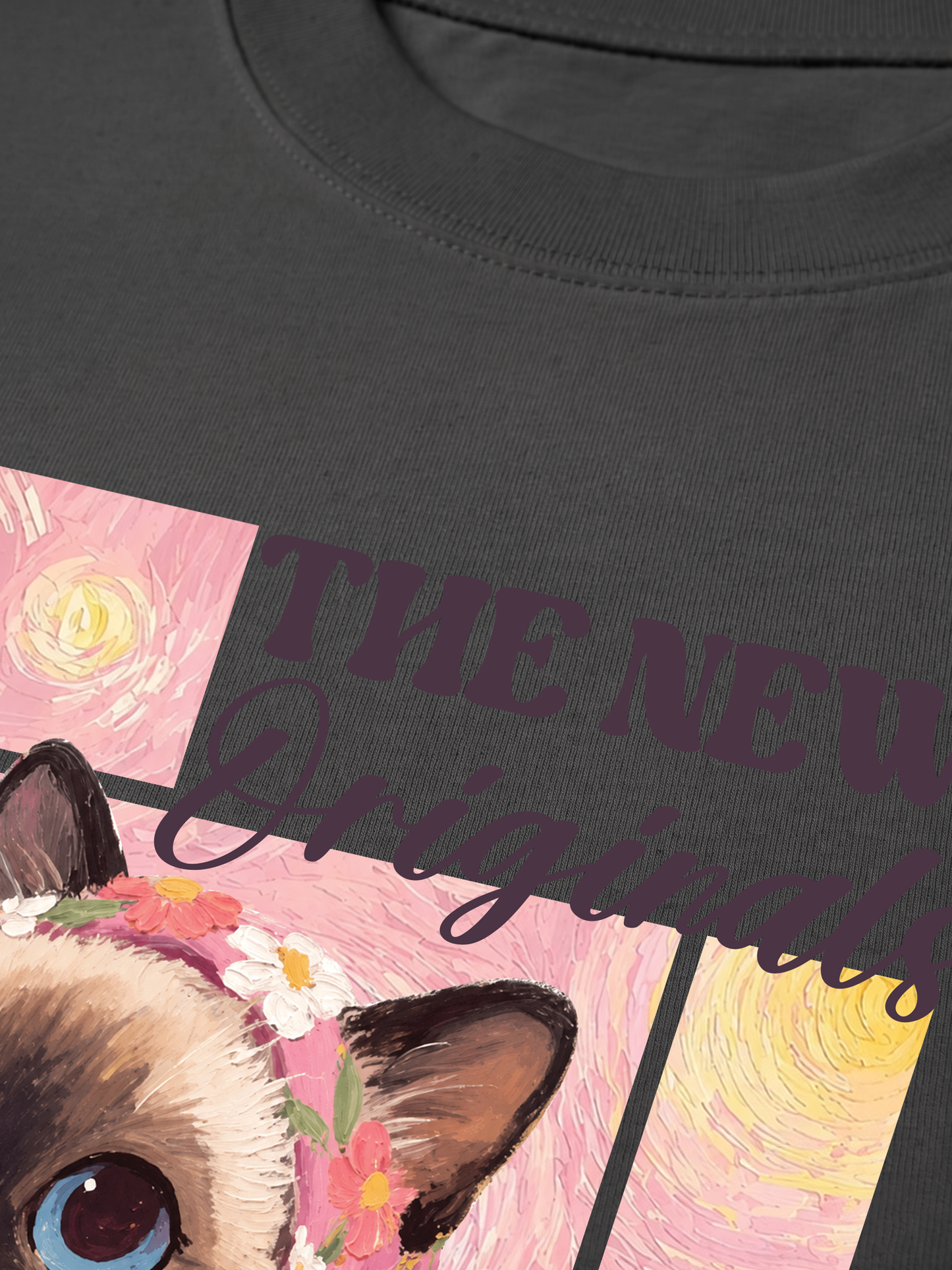 Áo Thun Relaxed Fit Pink Flower Cat