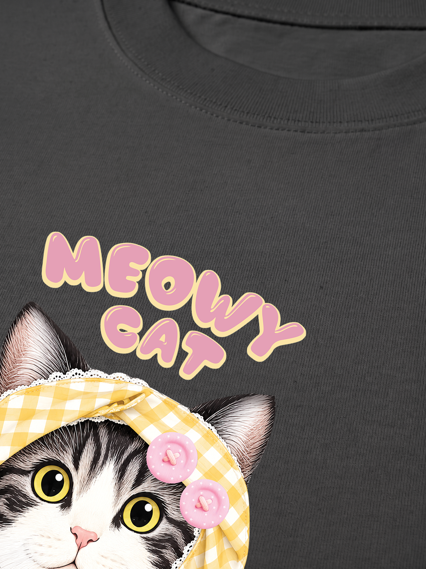 Áo Thun Relaxed Fit Meowy Cat Yellow Plaid
