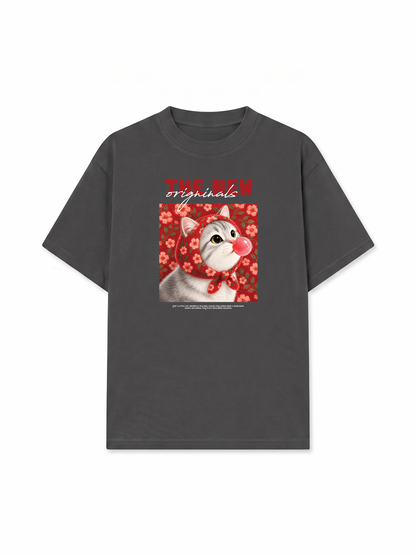 Áo Thun Relaxed Fit Red Daisy Daydream Meow