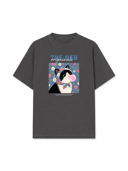 Áo Thun Relaxed Fit Pink Bubble Meow