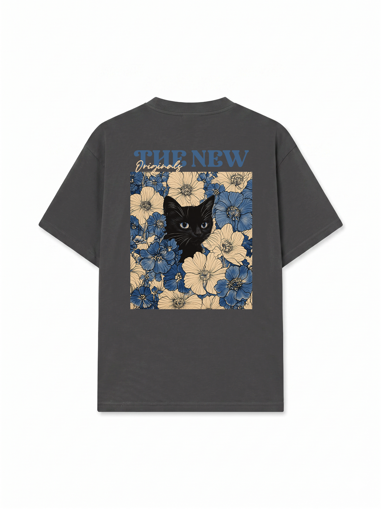 Áo Thun Relaxed Fit Blue Flower Cat