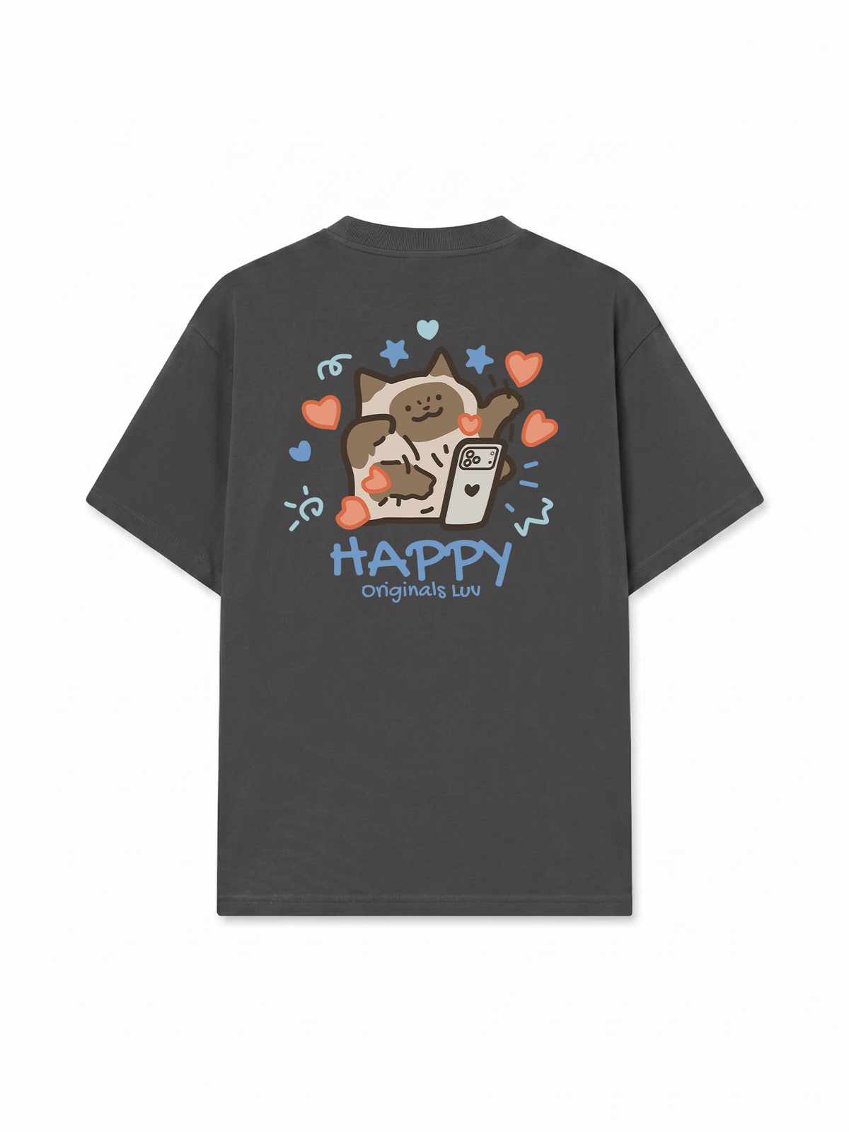 Áo Thun Relaxed Fit Happy Luv Cat Couple