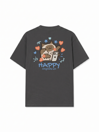 Áo Thun Relaxed Fit Happy Luv Cat Couple