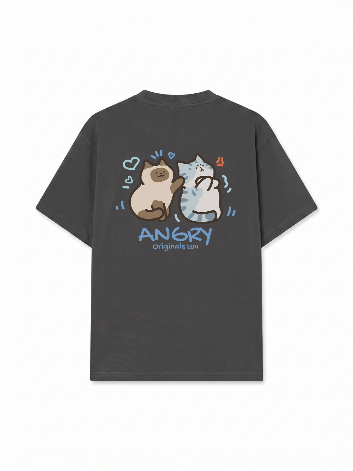 Áo Thun Relaxed Fit Angry Luv Cat Couple