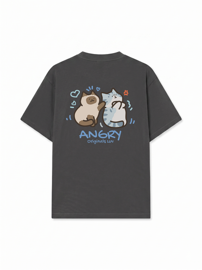 Áo Thun Relaxed Fit Angry Luv Cat Couple