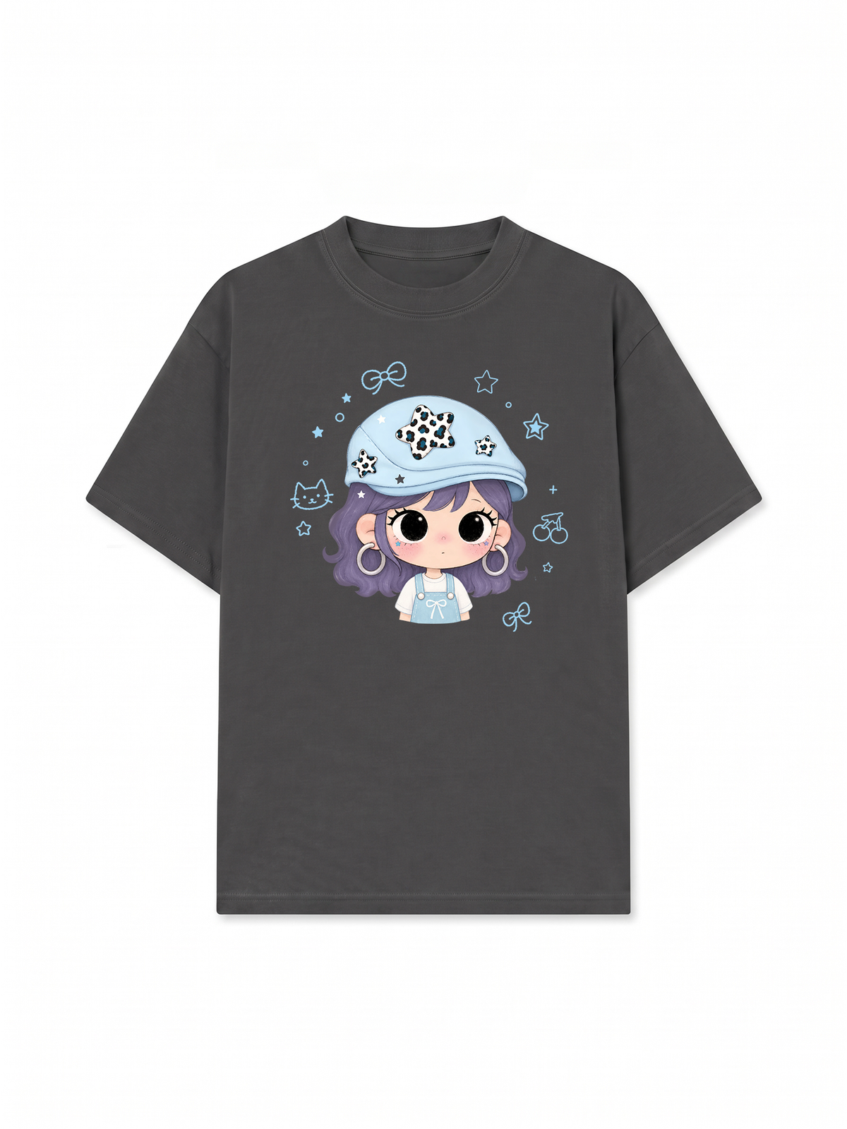 Áo Thun Relaxed Fit Beret Hat Girl