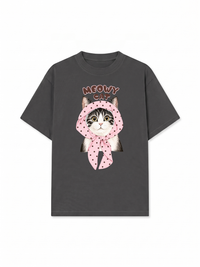 Áo Thun Relaxed Fit Meowy Cat Pink Polka