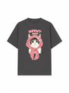 Áo Thun Relaxed Fit Meowy Cat Pink Plaid
