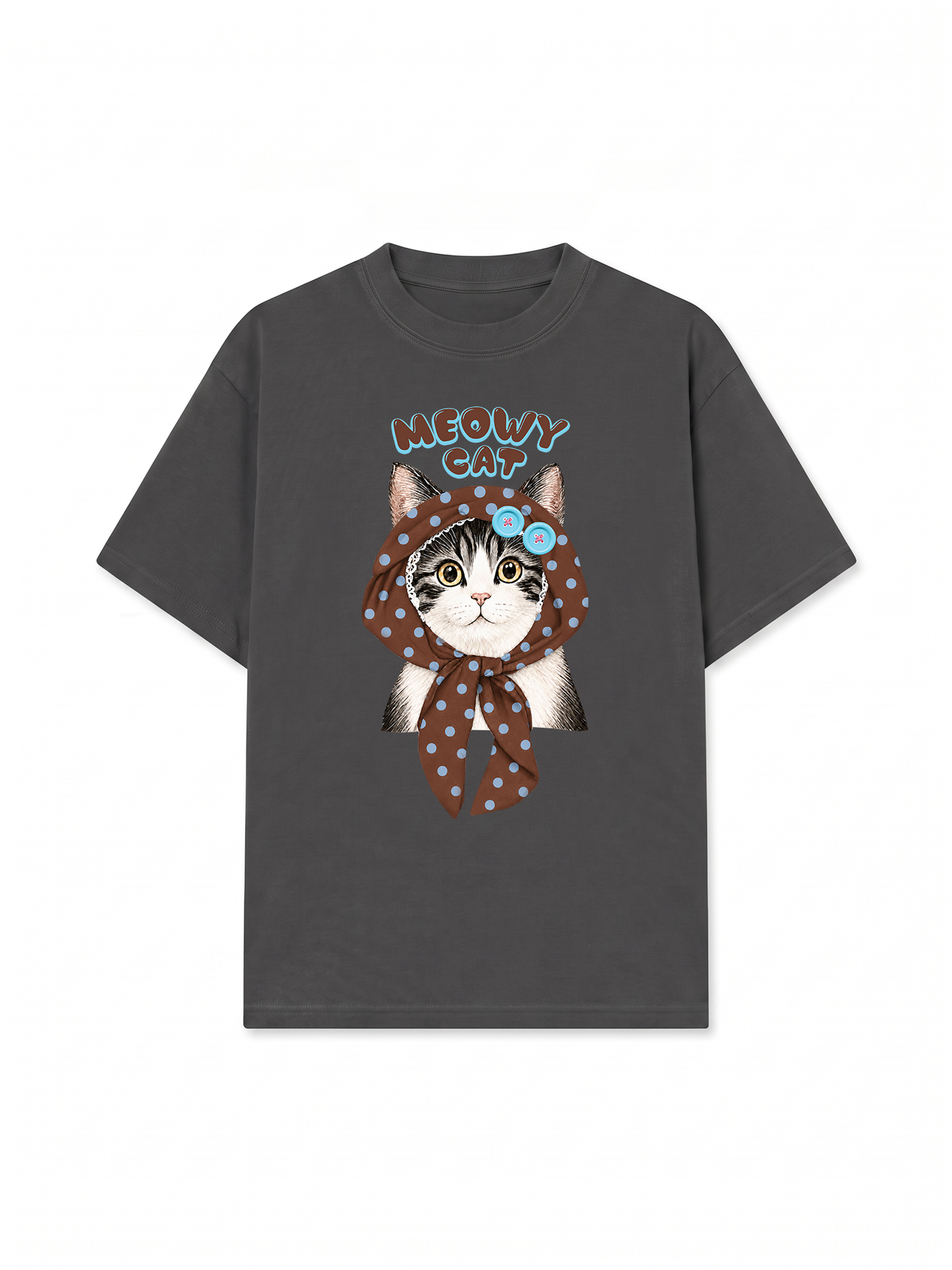 Áo Thun Relaxed Fit  Meowy Cat Brown
