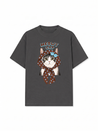 Áo Thun Relaxed Fit  Meowy Cat Brown