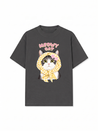 Áo Thun Relaxed Fit Meowy Cat Yellow Plaid