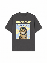 Áo Thun Relaxed Fit Cutie Vitamin Meow Yellow Flower
