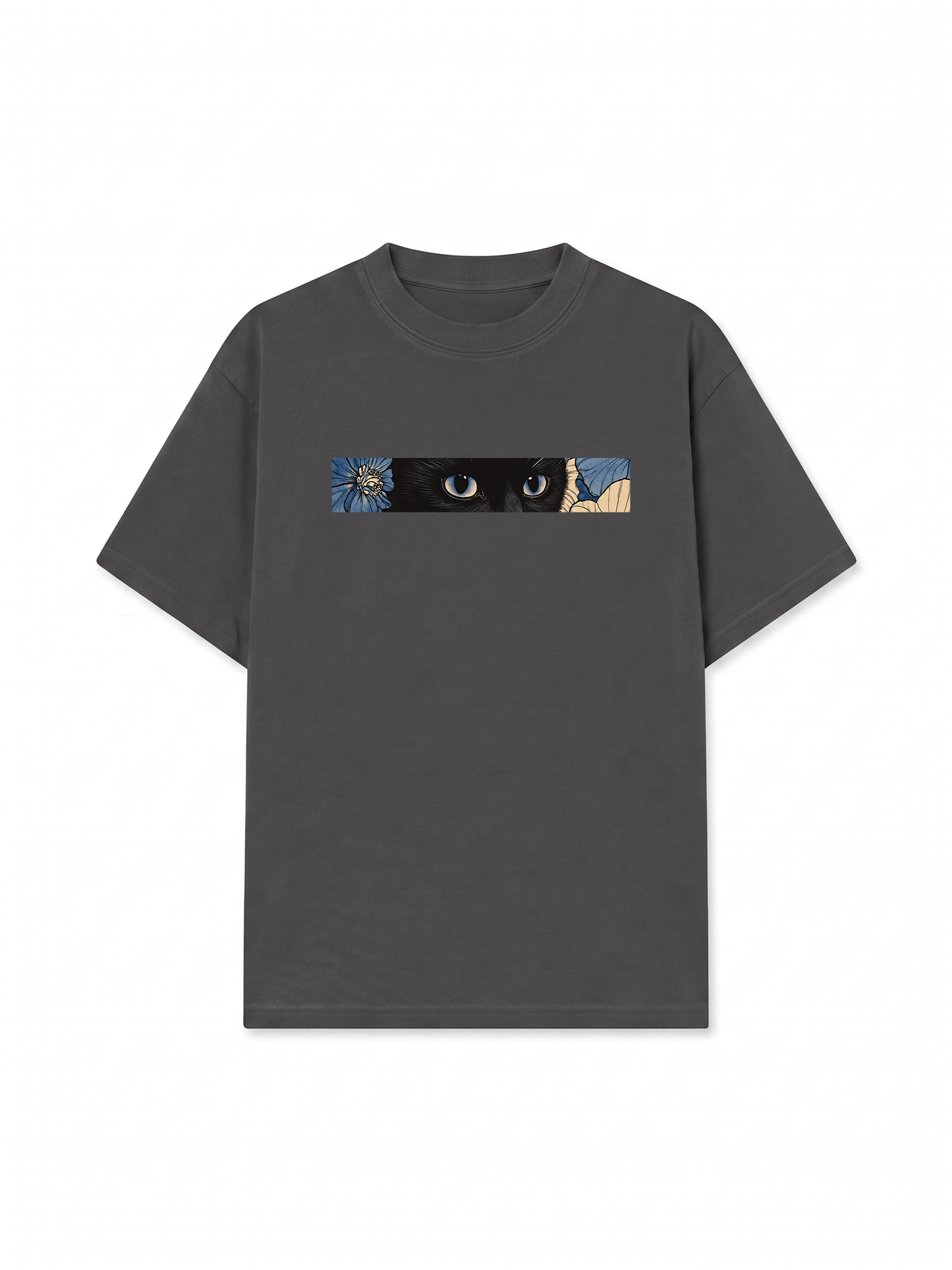 Áo Thun Relaxed Fit Blue Flower Cat