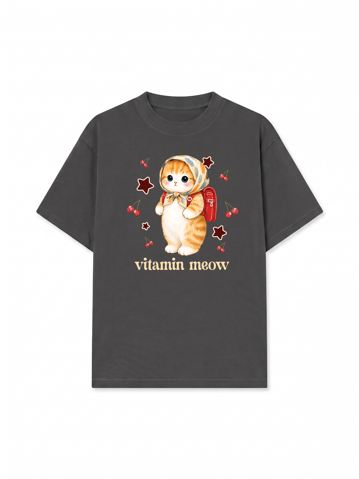 Áo Thun Relaxed Fit Pickleball Girl Meow Vitamin Meow Go School