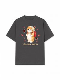 Áo Thun Relaxed Fit Pickleball Girl Meow Vitamin Meow Go School