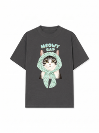 Áo Thun Relaxed Fit Meowy Cat Blue Tiffany Dots