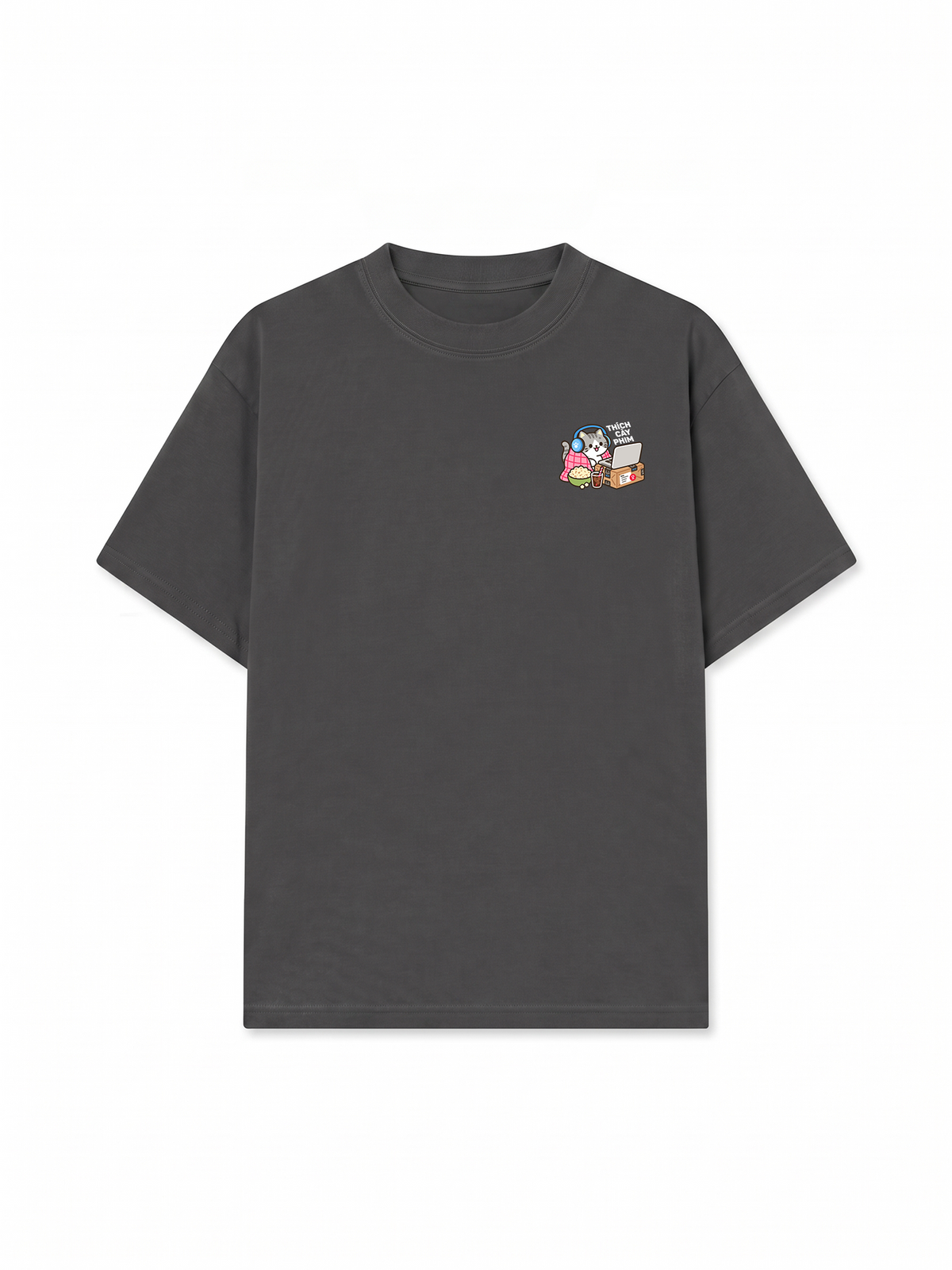Áo Thun Relaxed Fit Thích Cày Phim-Mèo Xám Sọc
