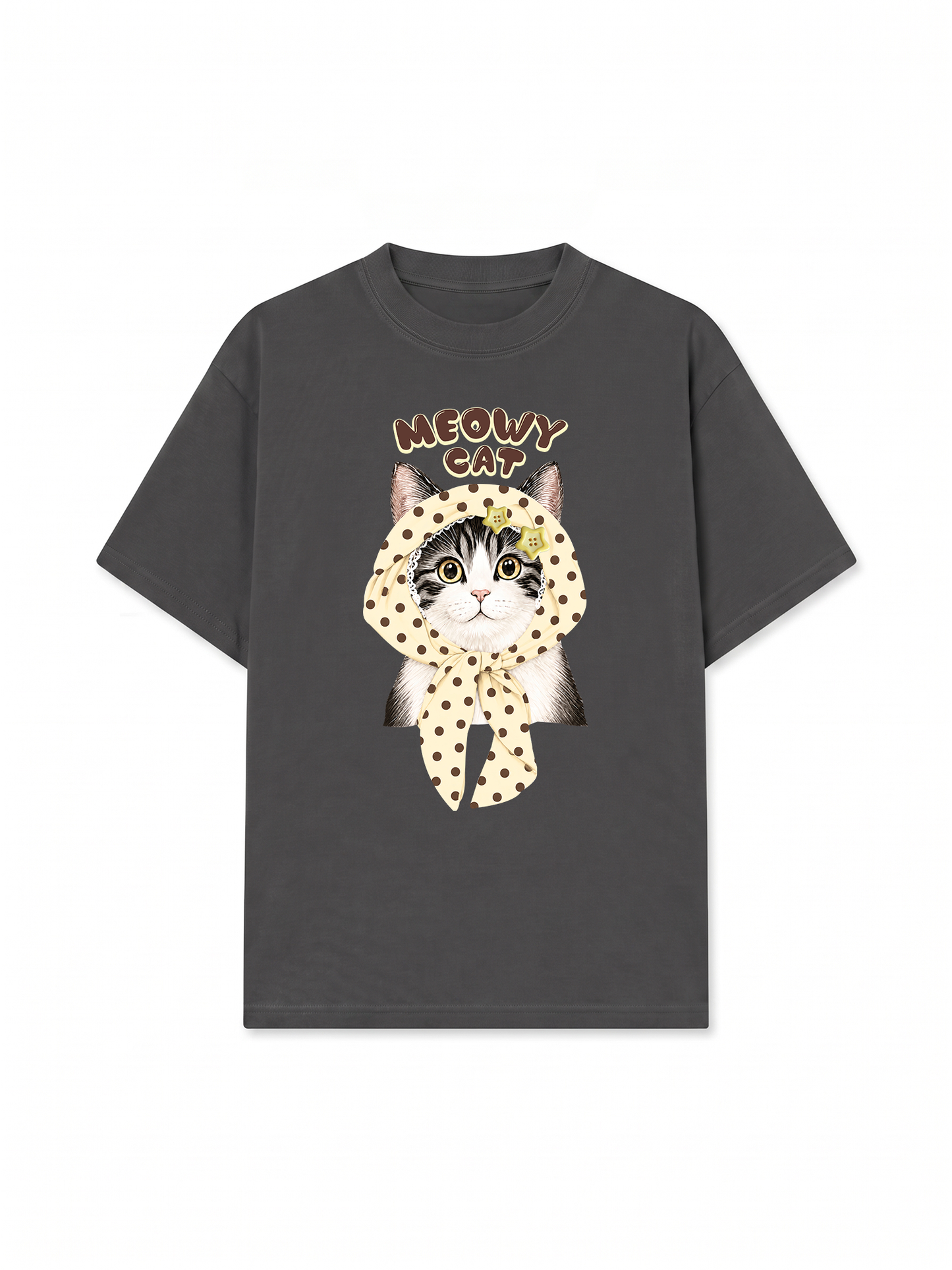 Áo Thun Relaxed Fit  Meowy Cat Cream