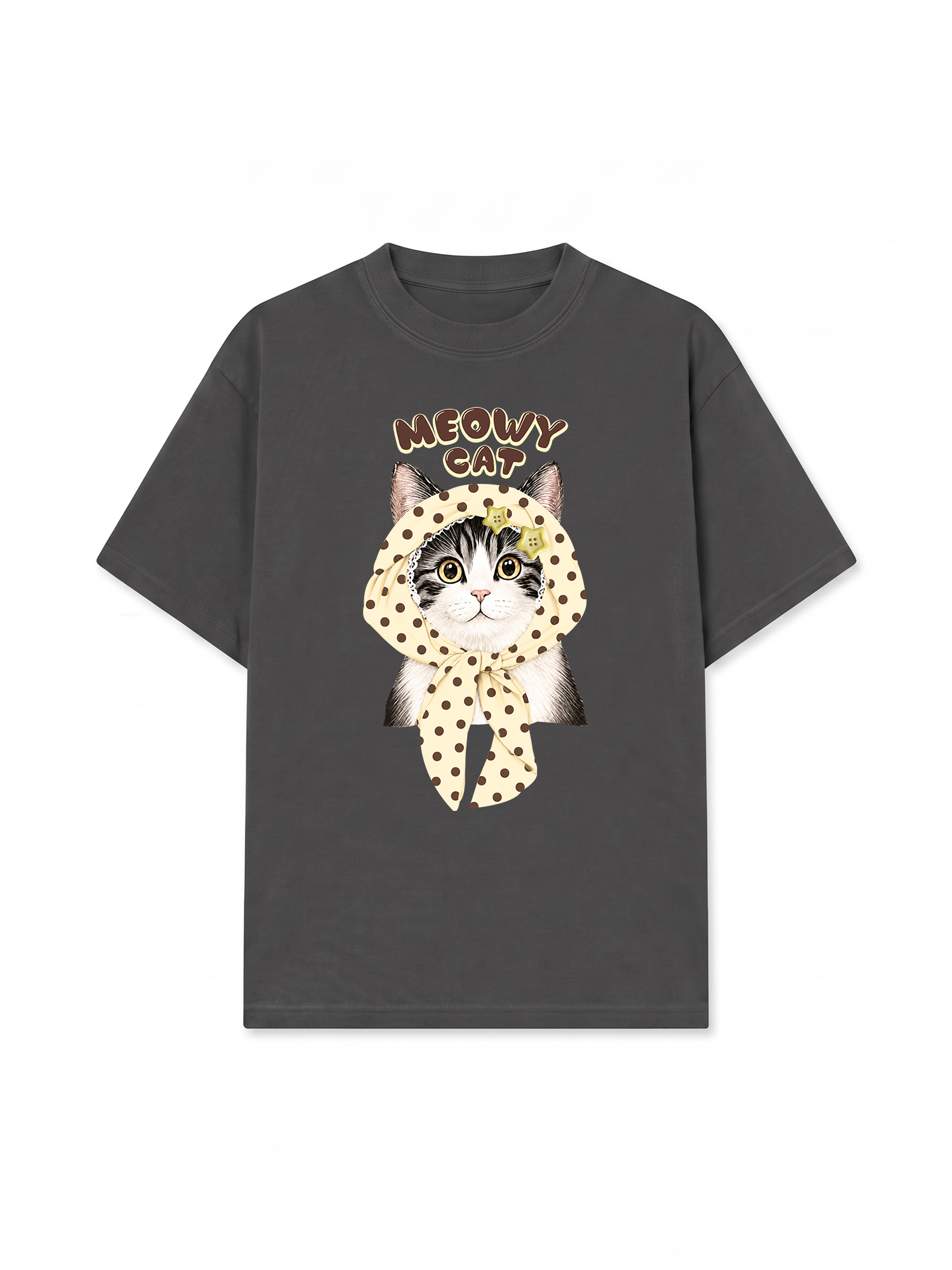 Áo Thun Relaxed Fit  Meowy Cat Cream