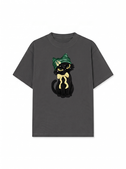 Áo Thun Relaxed Fit Black Cat Girl