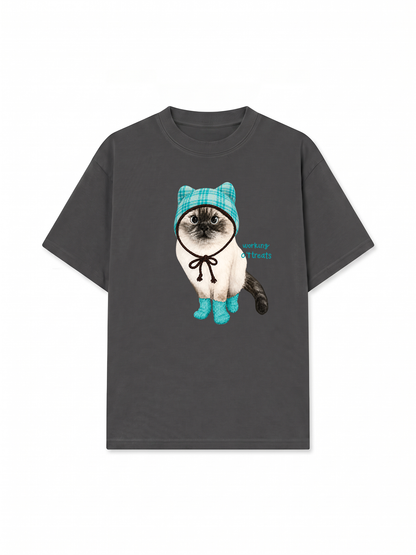 Áo Thun Relaxed Fit Working O'ttreats Blue Tiffany Meow
