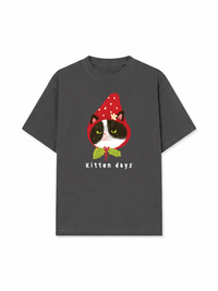 Áo Thun Relaxed Fit Strawberry Meow Kitten Day
