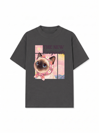 Áo Thun Relaxed Fit Pink Flower Cat