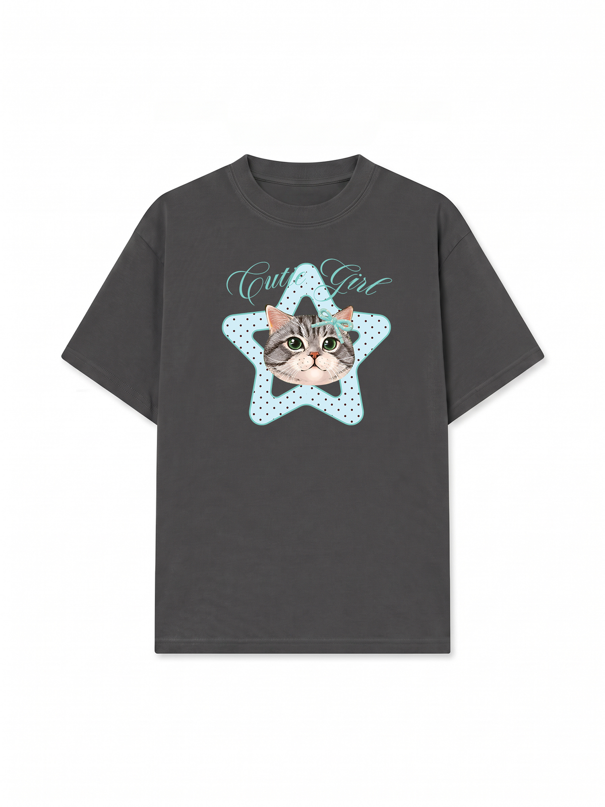 Áo Thun Relaxed Fit Cutie Girl Blue Tiffany