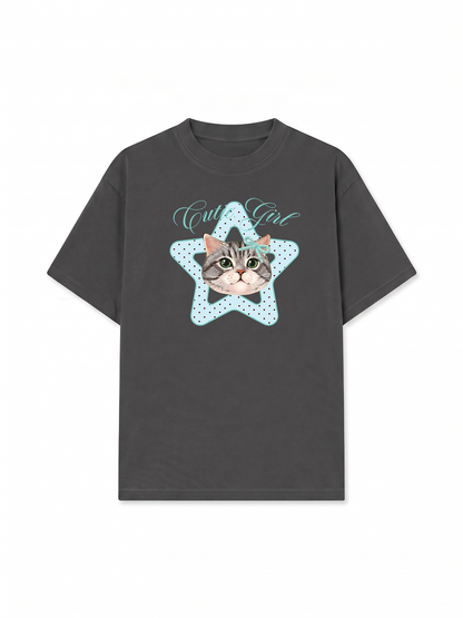 Áo Thun Relaxed Fit Cutie Girl Blue Tiffany