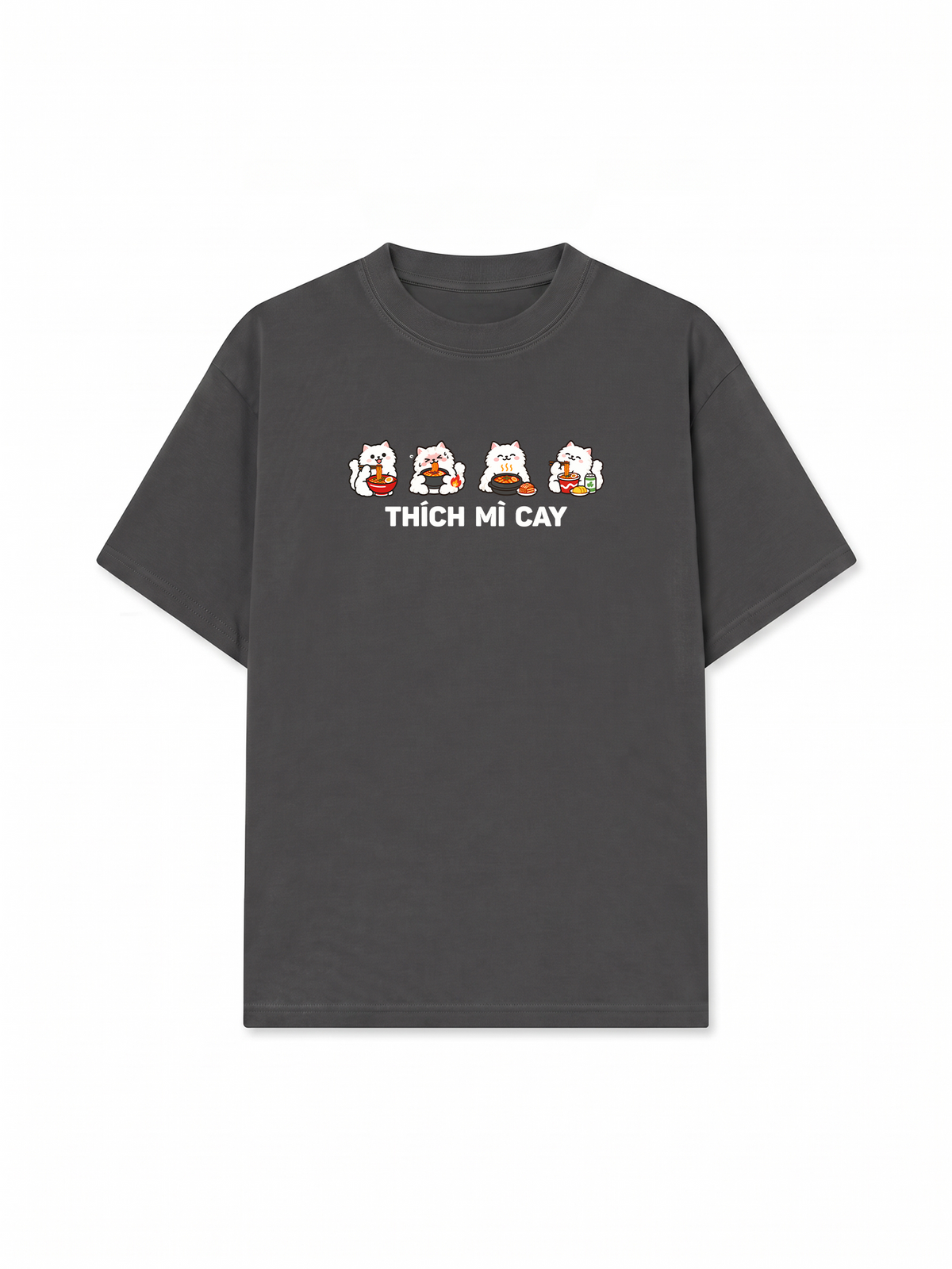 Áo Thun Relaxed Fit Thích Mì Cay-Mèo Trắng