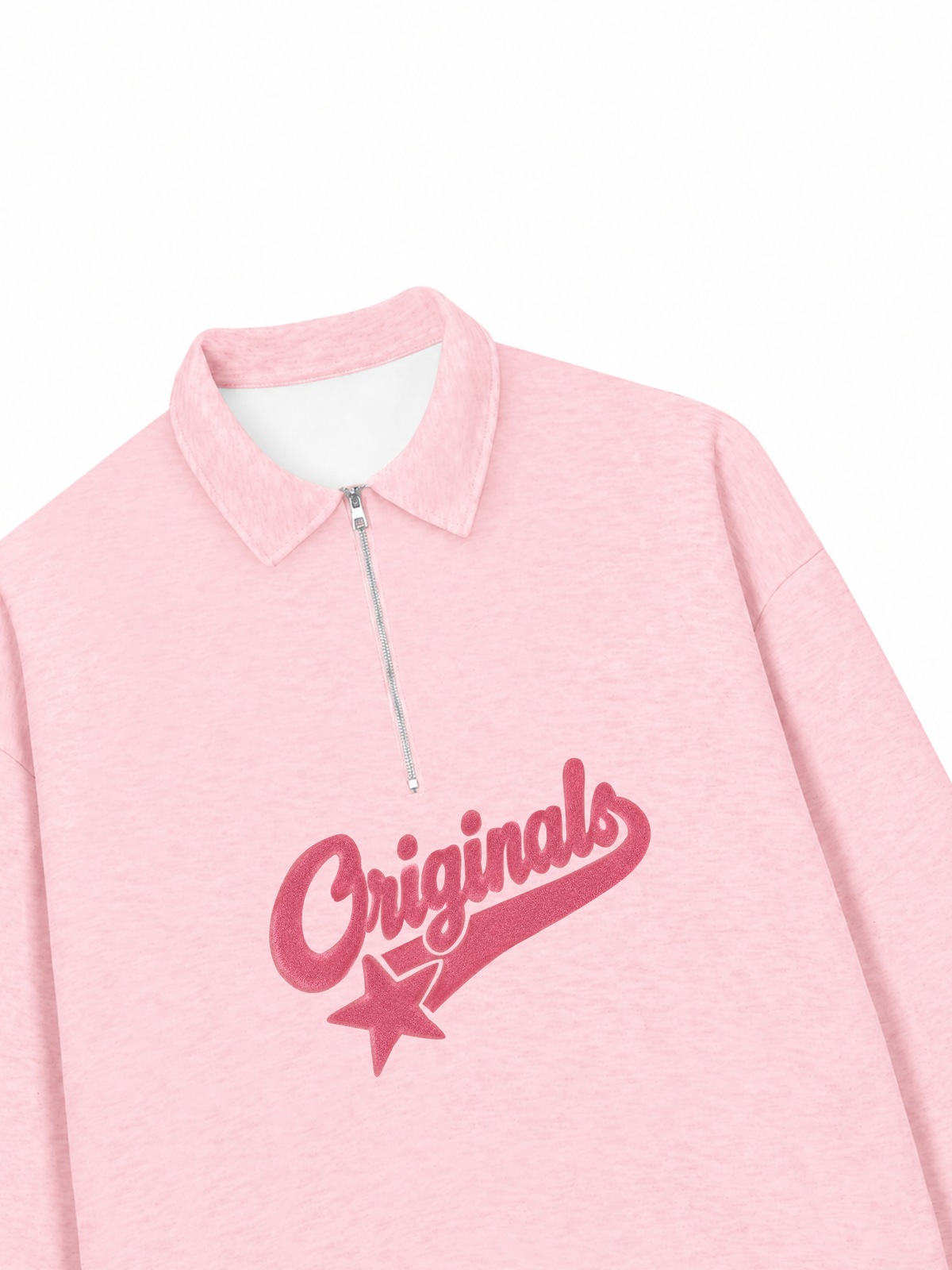 Áo Sweater Polo Nỉ Hai Da Pink Retro Originals Logo