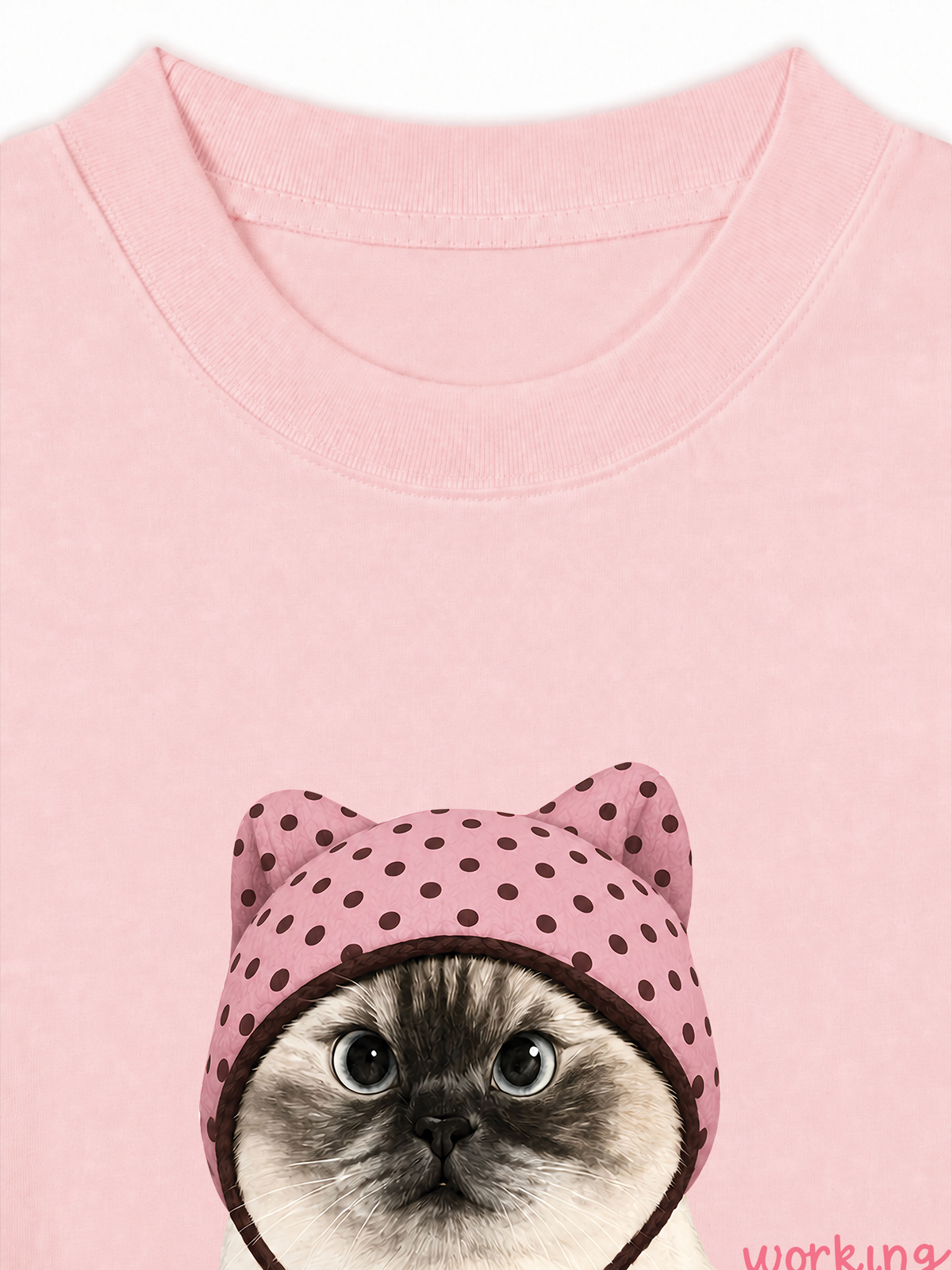 Áo Thun Relaxed Fit Working O'ttreats Pink Meow