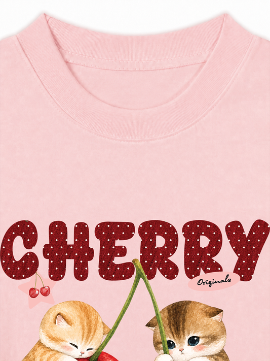 Áo Thun Relaxed Fit Cherry Meow