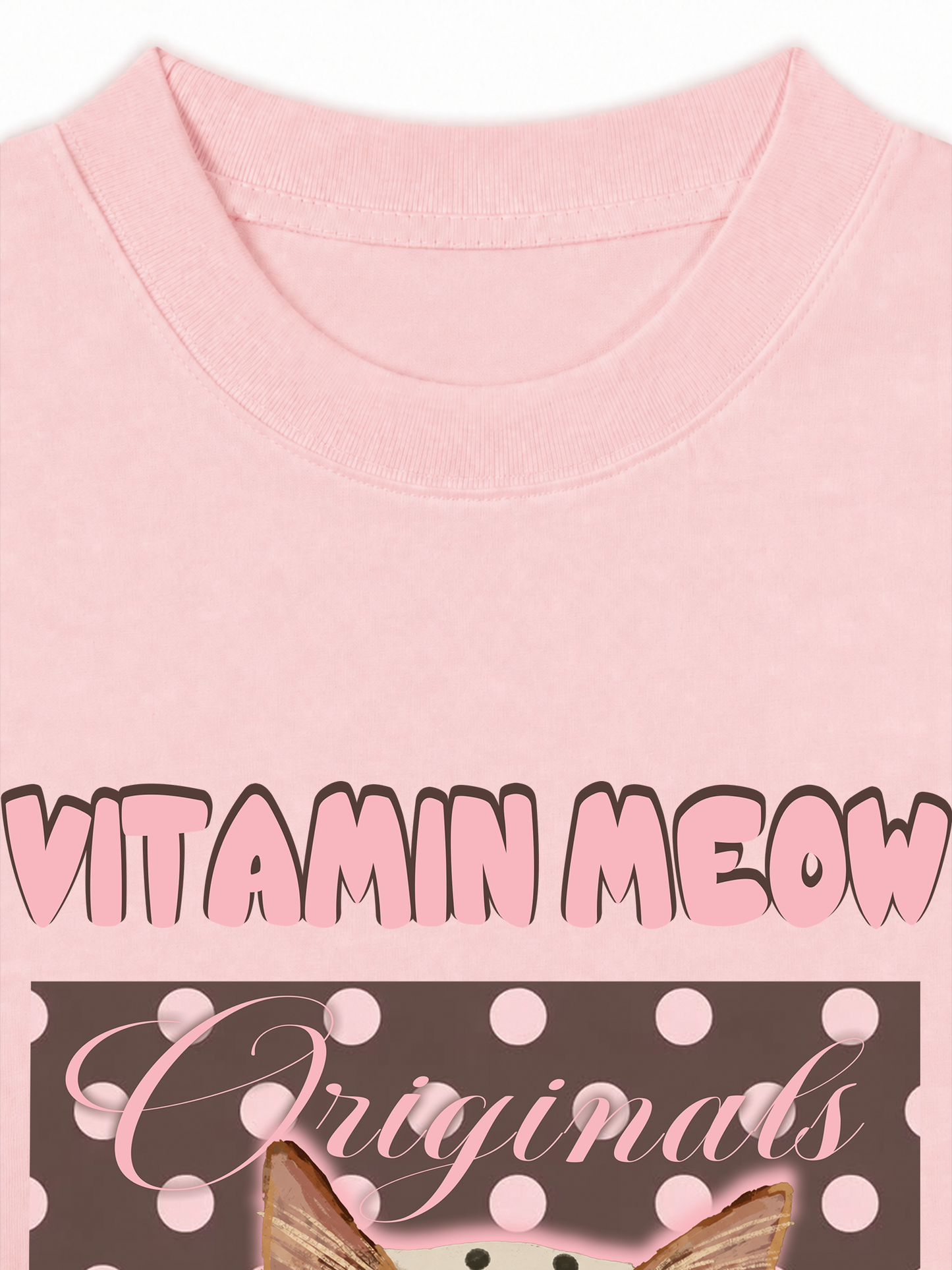 Áo Thun Relaxed Fit  Pink Dotty Vitamin Meow