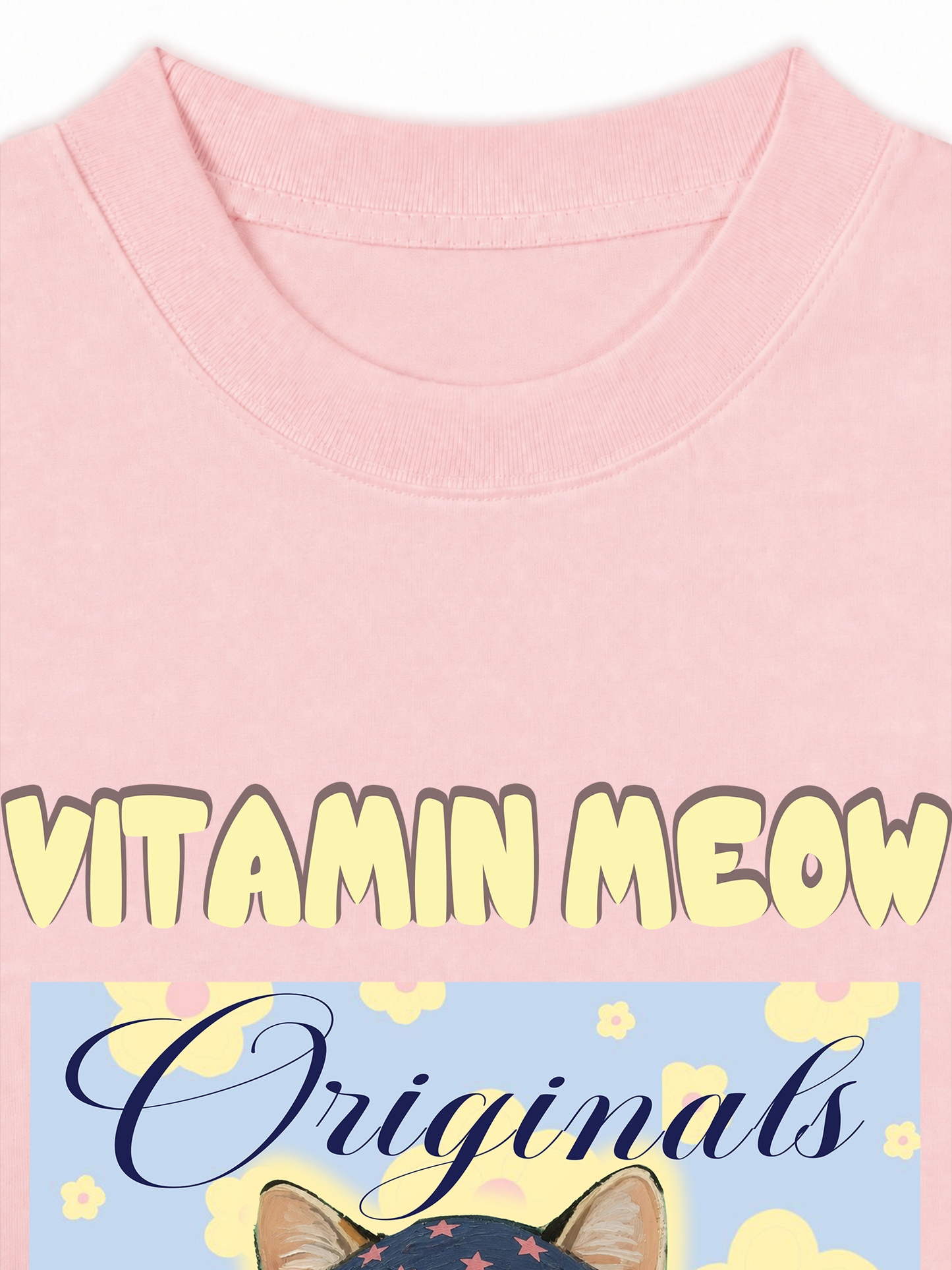 Áo Thun Relaxed Fit Cutie Vitamin Meow Yellow Flower