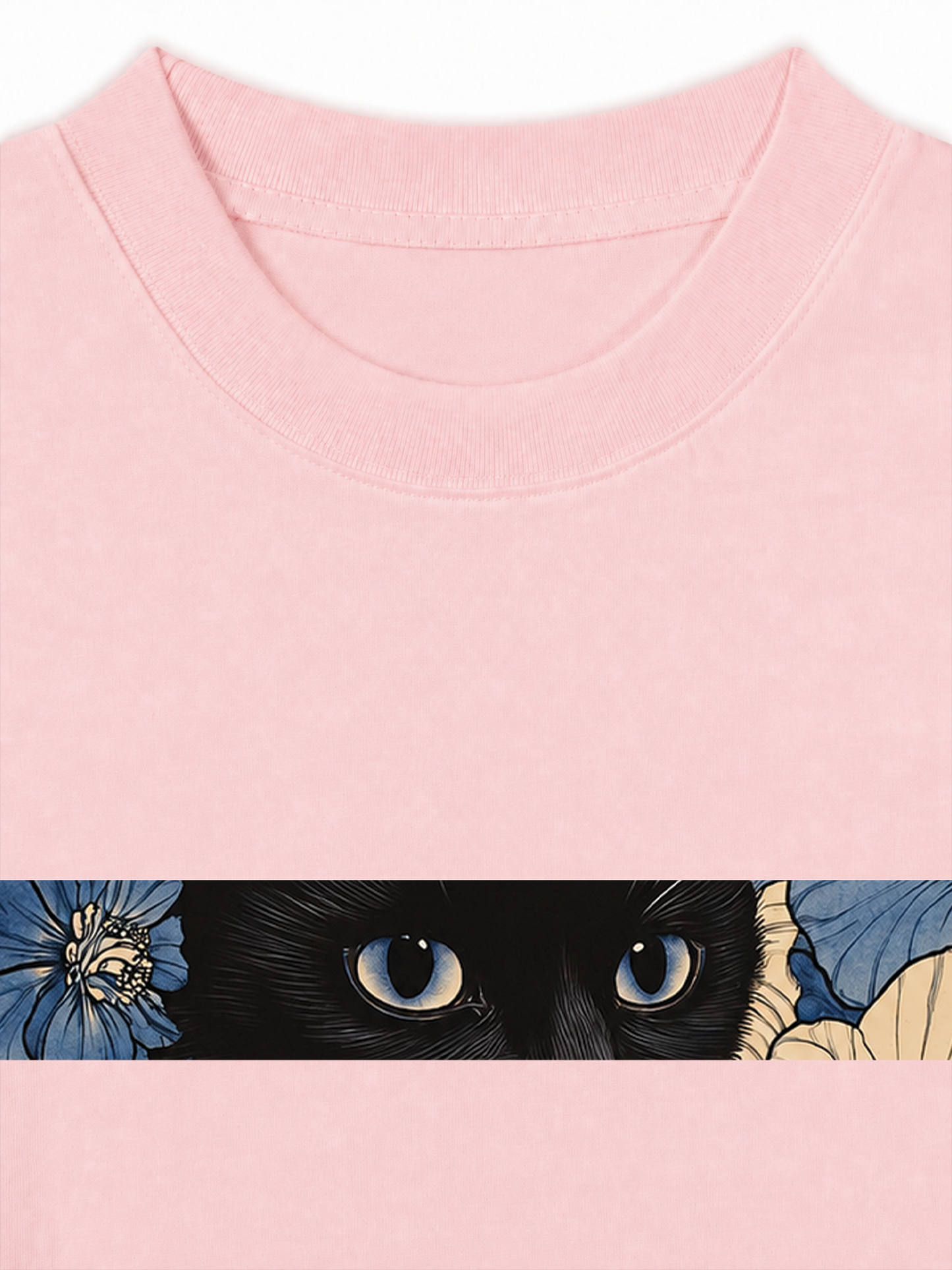 Áo Thun Relaxed Fit Blue Flower Cat
