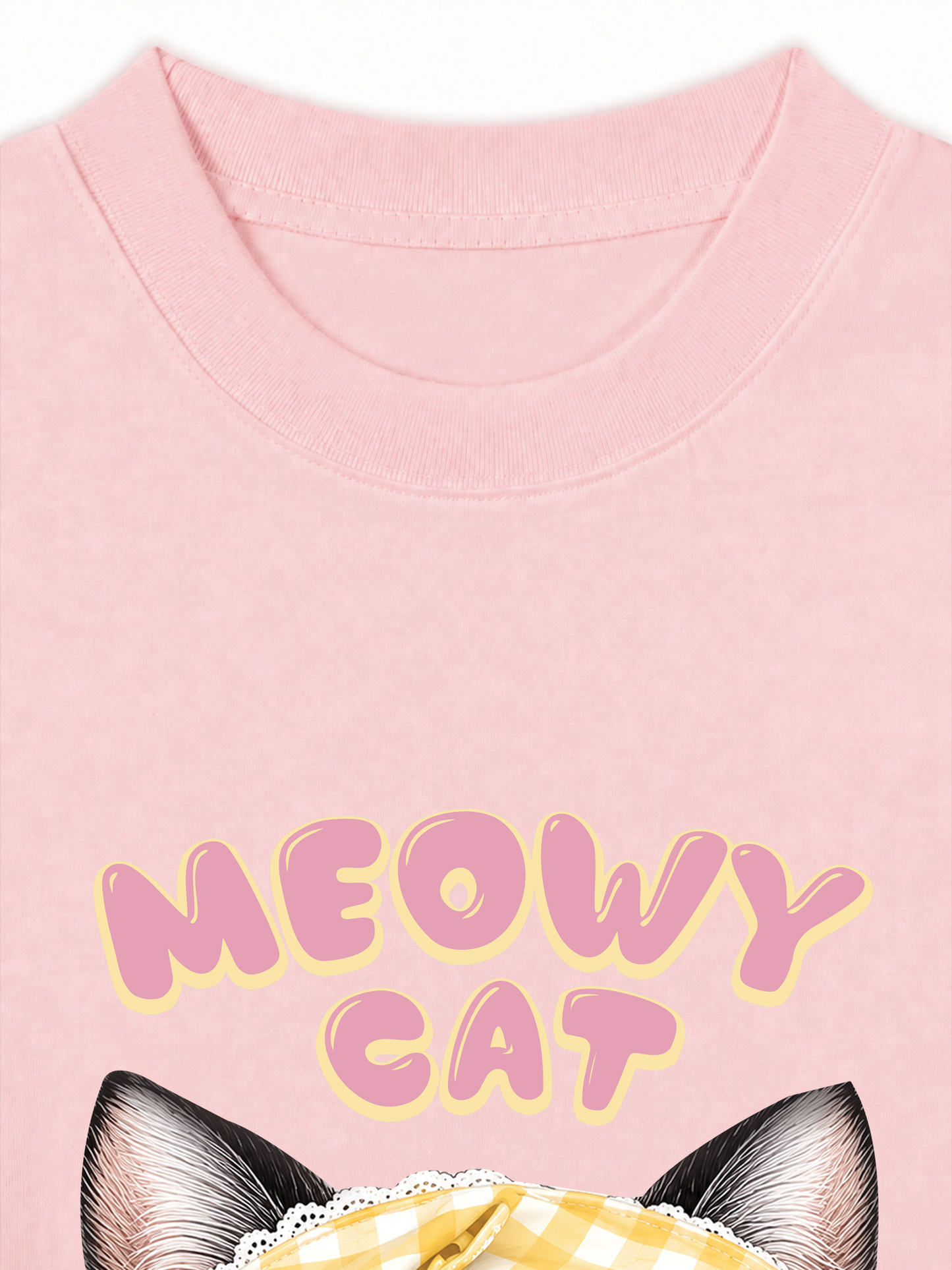 Áo Thun Relaxed Fit Meowy Cat Yellow Plaid