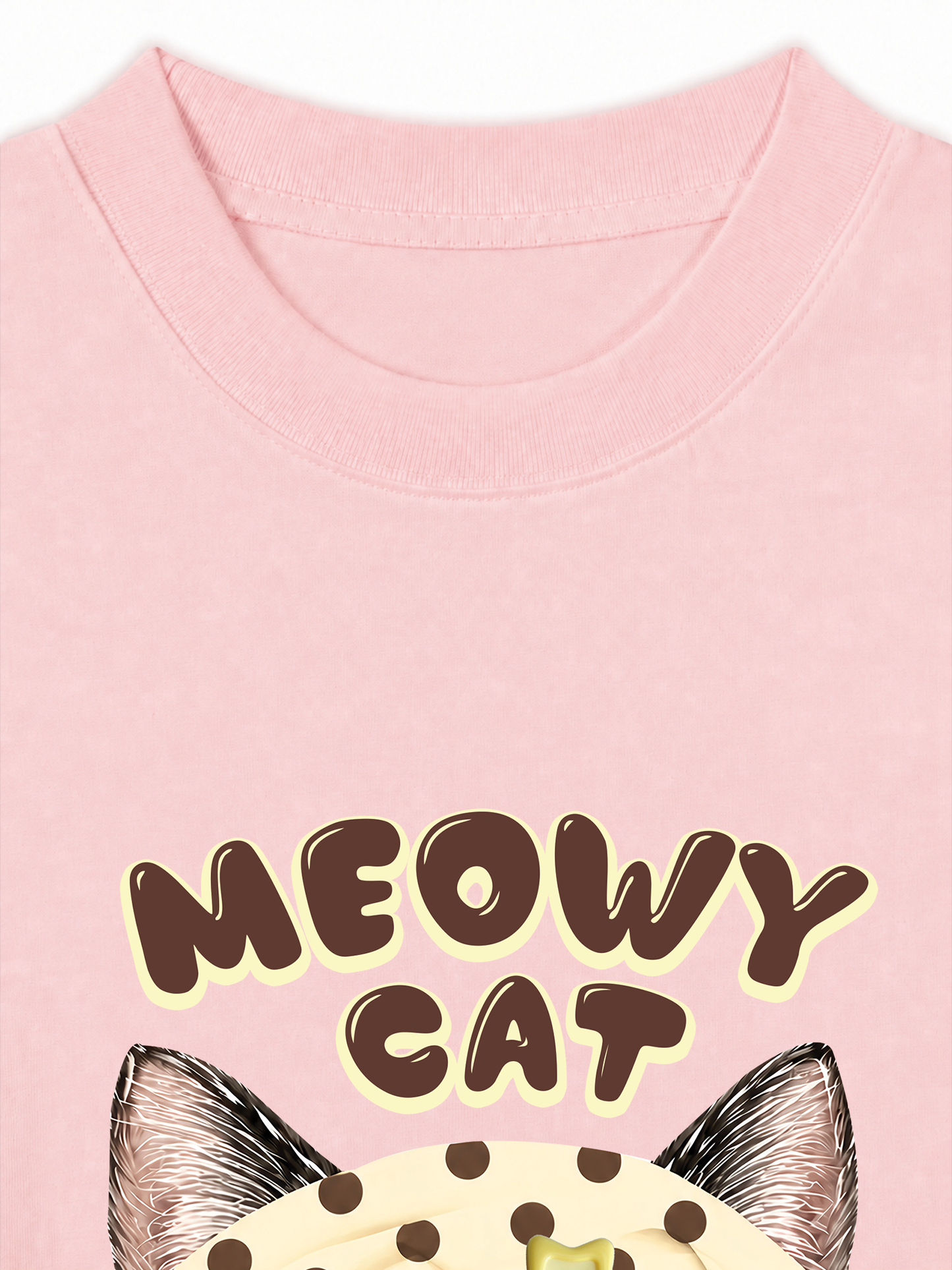 Áo Thun Relaxed Fit  Meowy Cat Cream
