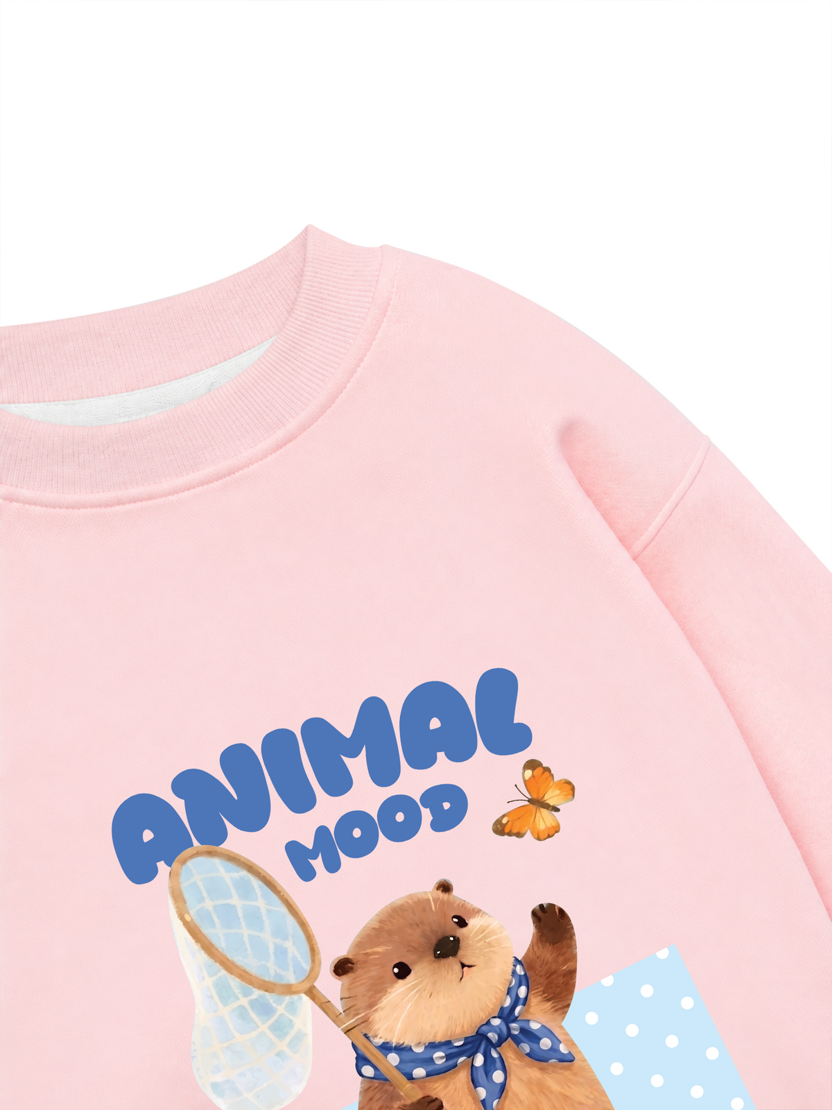 Áo Sweater Nỉ Hai Da Animal Beaver Catches Butterflies