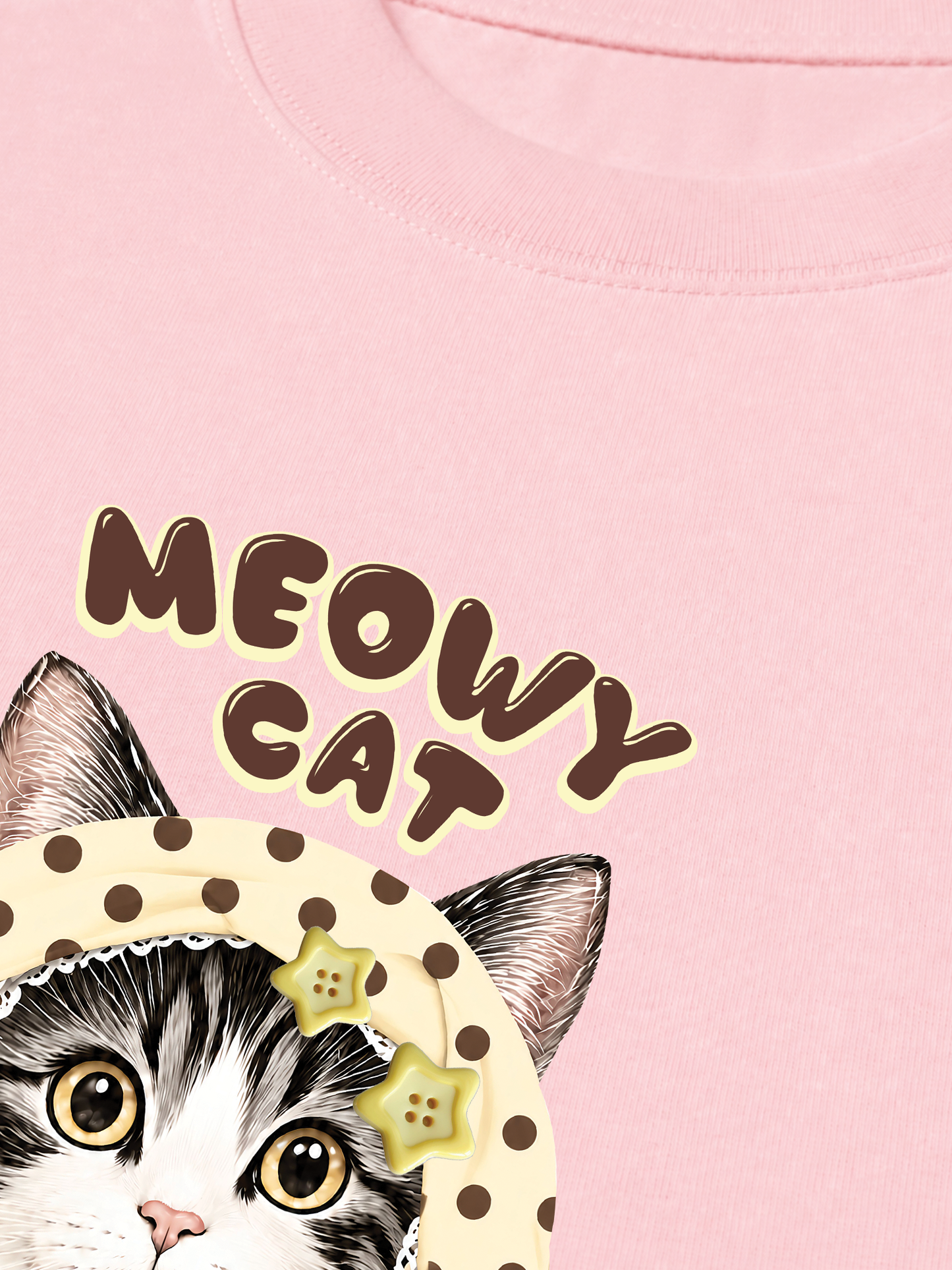 Áo Thun Relaxed Fit  Meowy Cat Cream