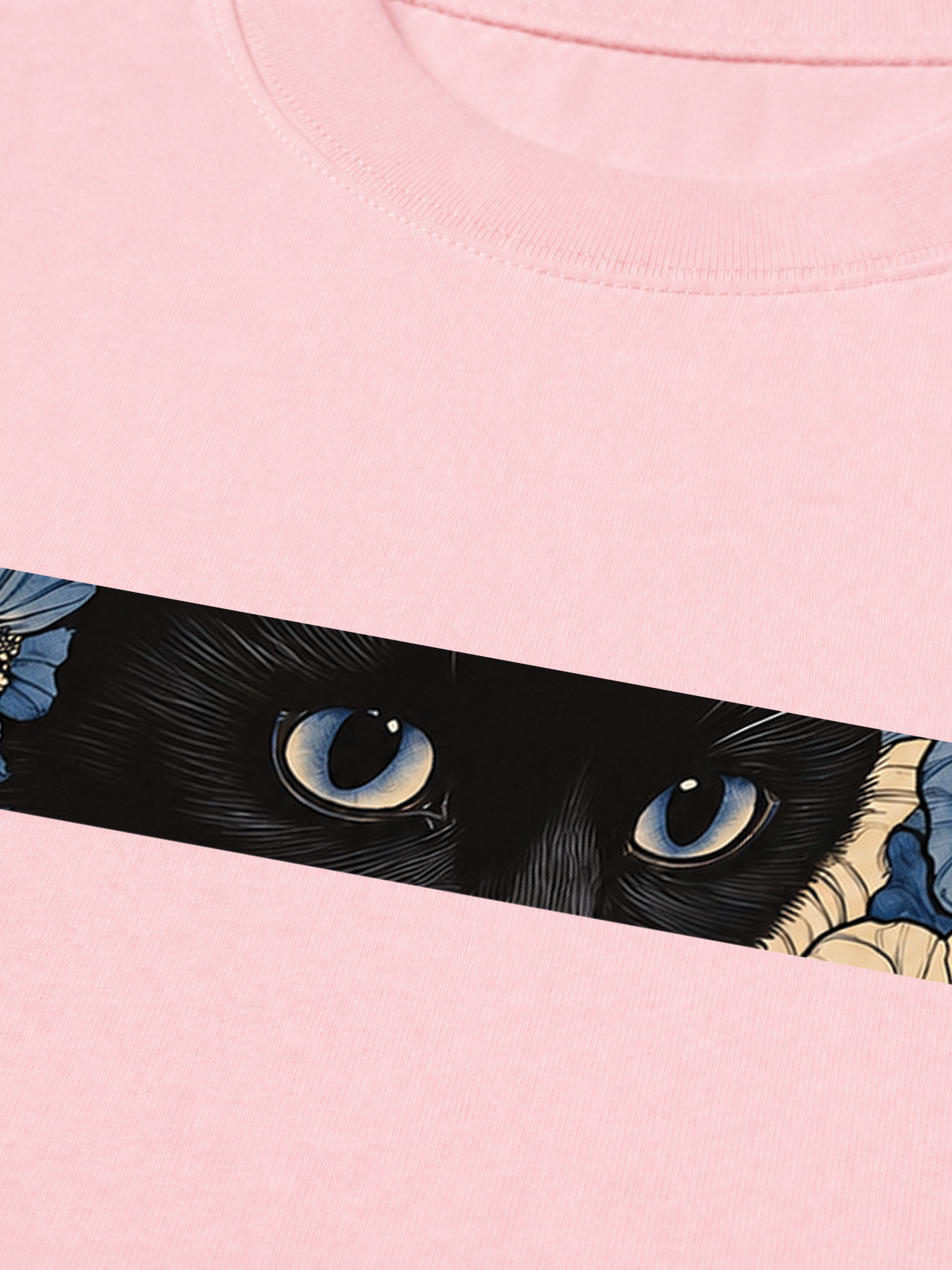 Áo Thun Relaxed Fit Blue Flower Cat