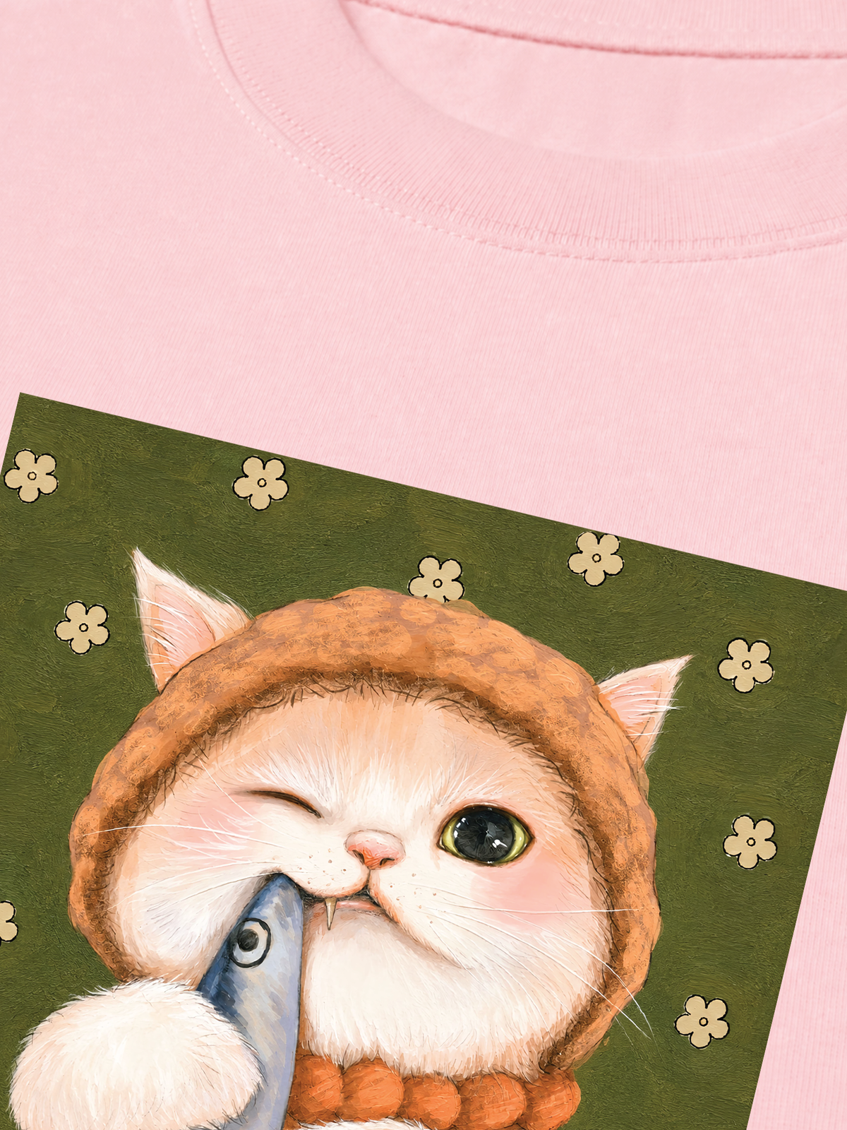 Áo Thun Relaxed Fit Green Fish Meow trước