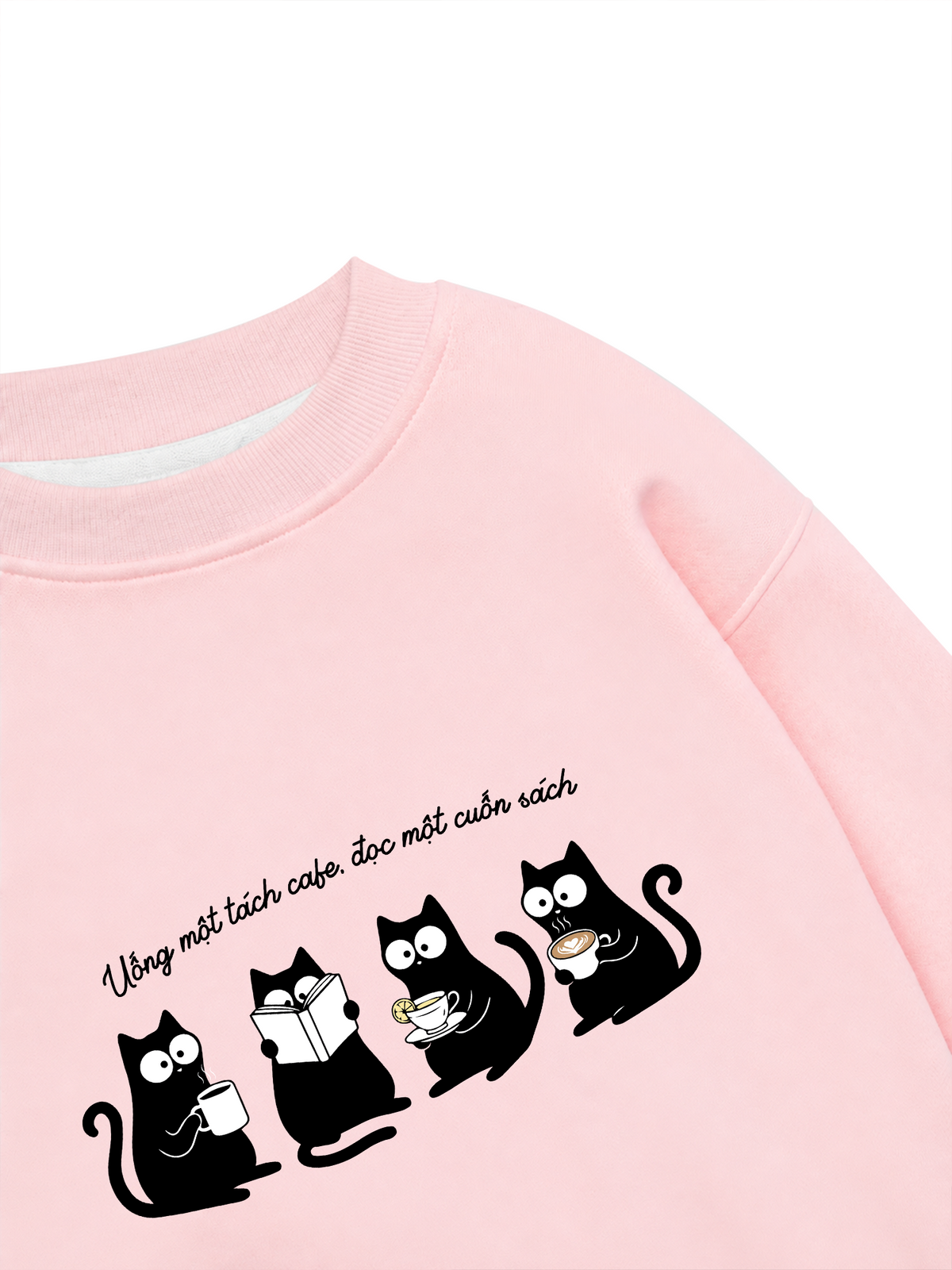 Áo Sweater Nỉ Hai Da Uống Một Tách Cafe Đọc 1 Cuốn Sách