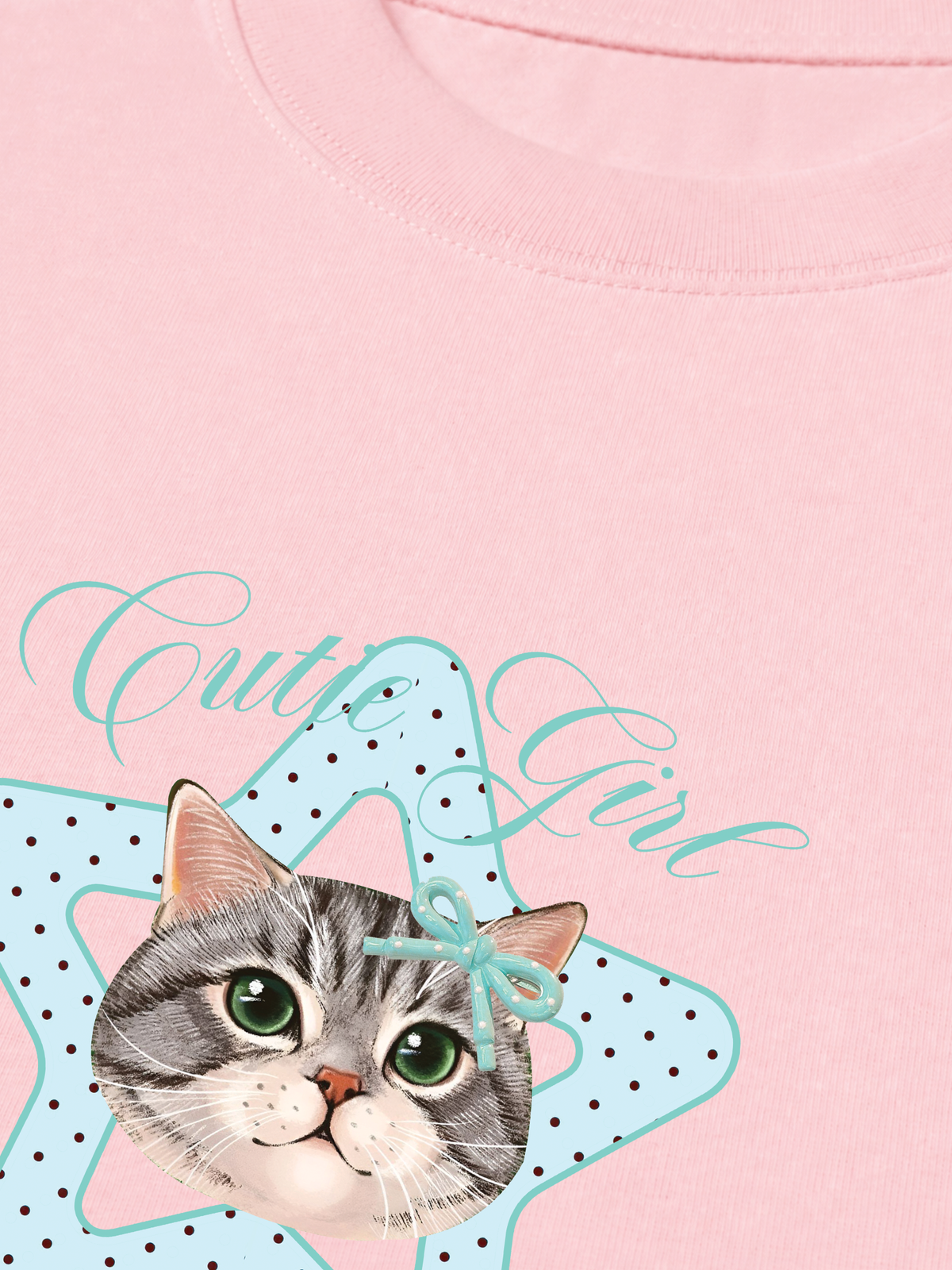 Áo Thun Relaxed Fit Cutie Girl Blue Tiffany