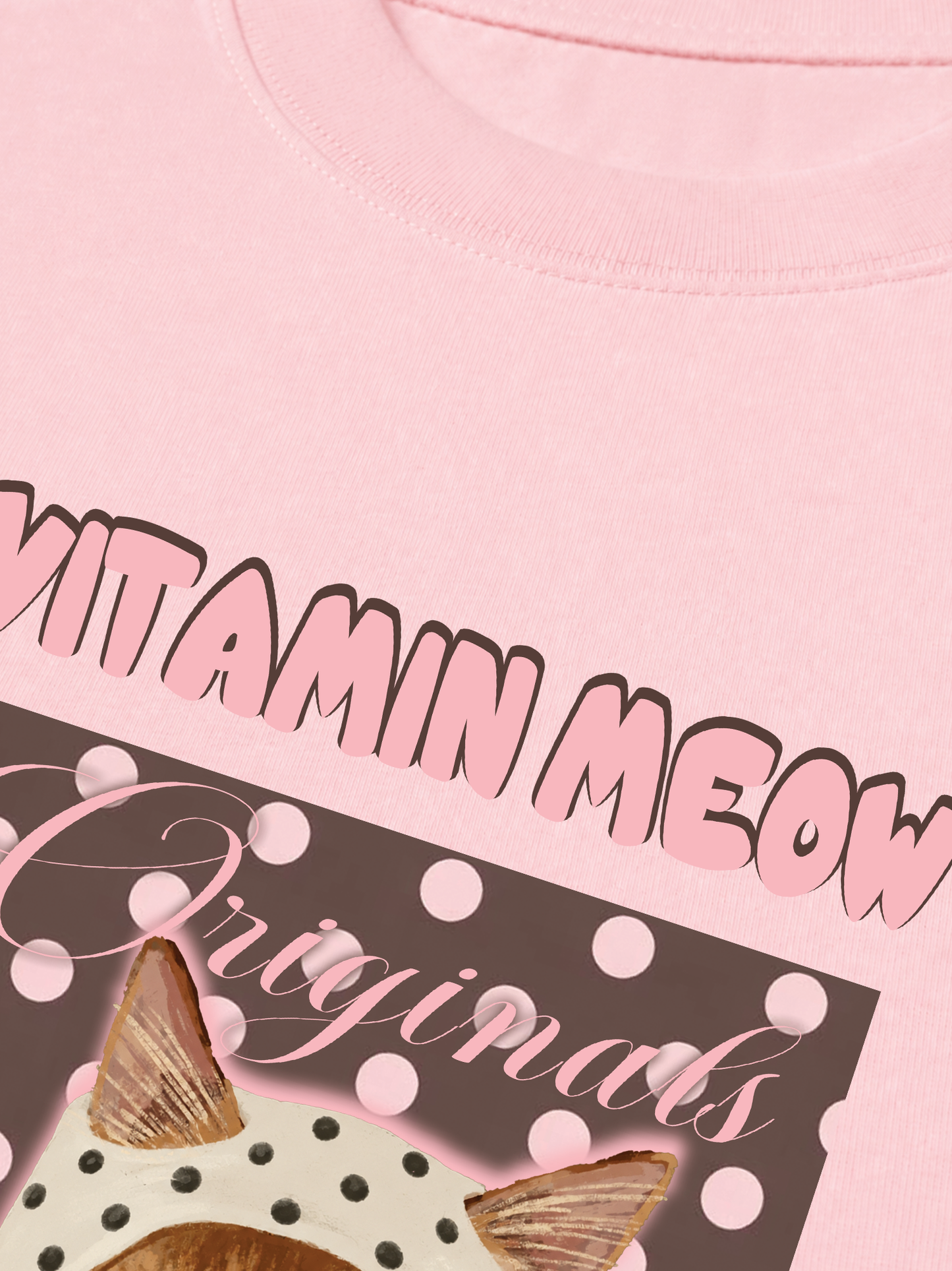 Áo Thun Relaxed Fit  Pink Dotty Vitamin Meow