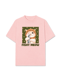 Áo Thun Relaxed Fit Green Fish Meow trước